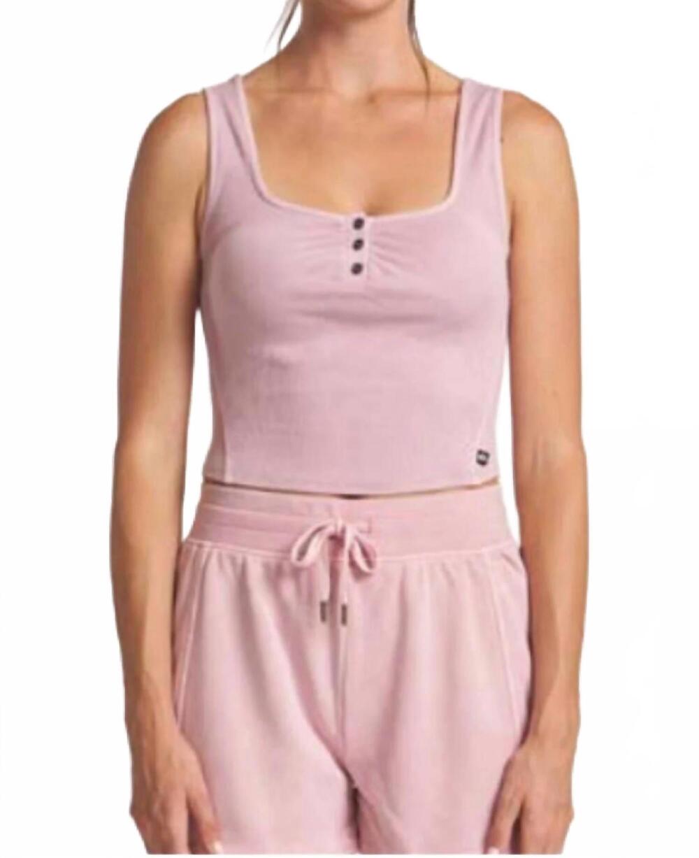 NEW THRIVE SOCIETE women's henley tank top in washed rose